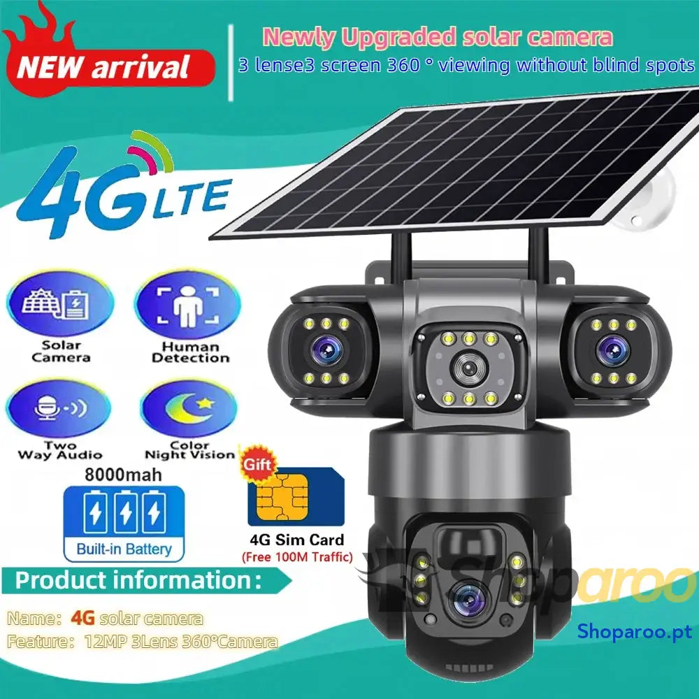Câmara Solar 4G Zoom 10X PIR com Visão Noturna e Áudio Bidirecional