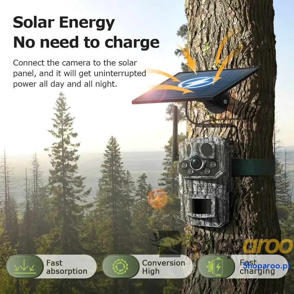 Câmara solar exterior 4G com visão noturna para vida selvagem