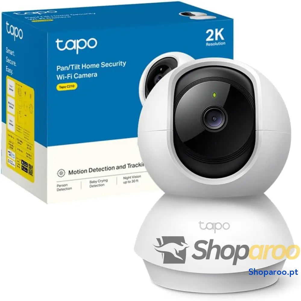 Câmara Wi Fi interior TP Link de 3 MP (2K) câmara vigilância visão noturna notificações em tempo real armazenamento