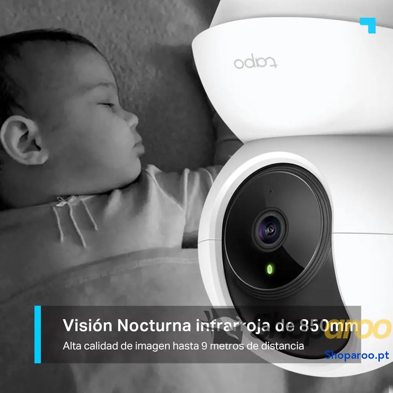 Câmara Wi Fi interior TP Link de 3 MP (2K) câmara vigilância visão noturna notificações em tempo real armazenamento