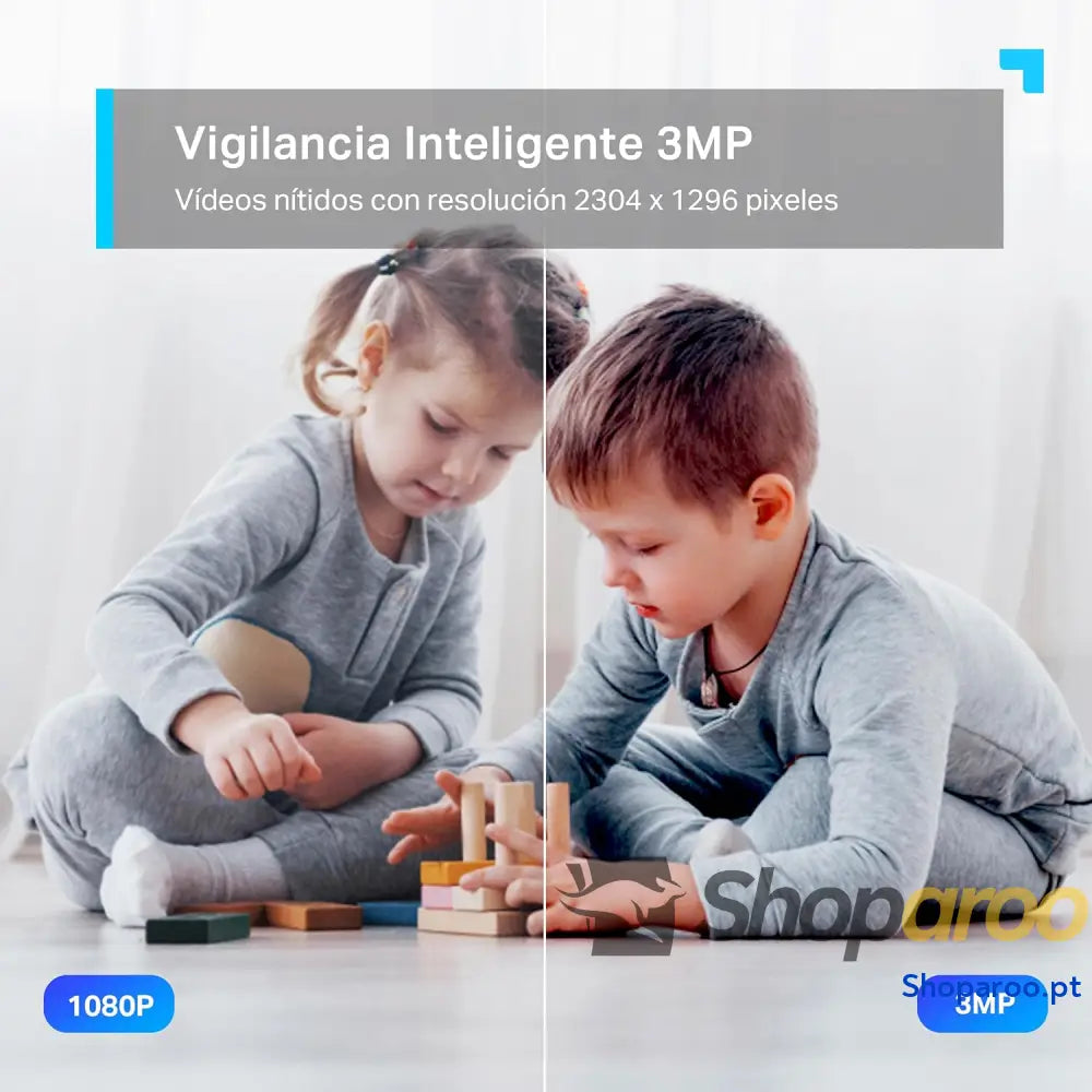 Câmara Wi Fi interior TP Link de 3 MP (2K) câmara vigilância visão noturna notificações em tempo real armazenamento