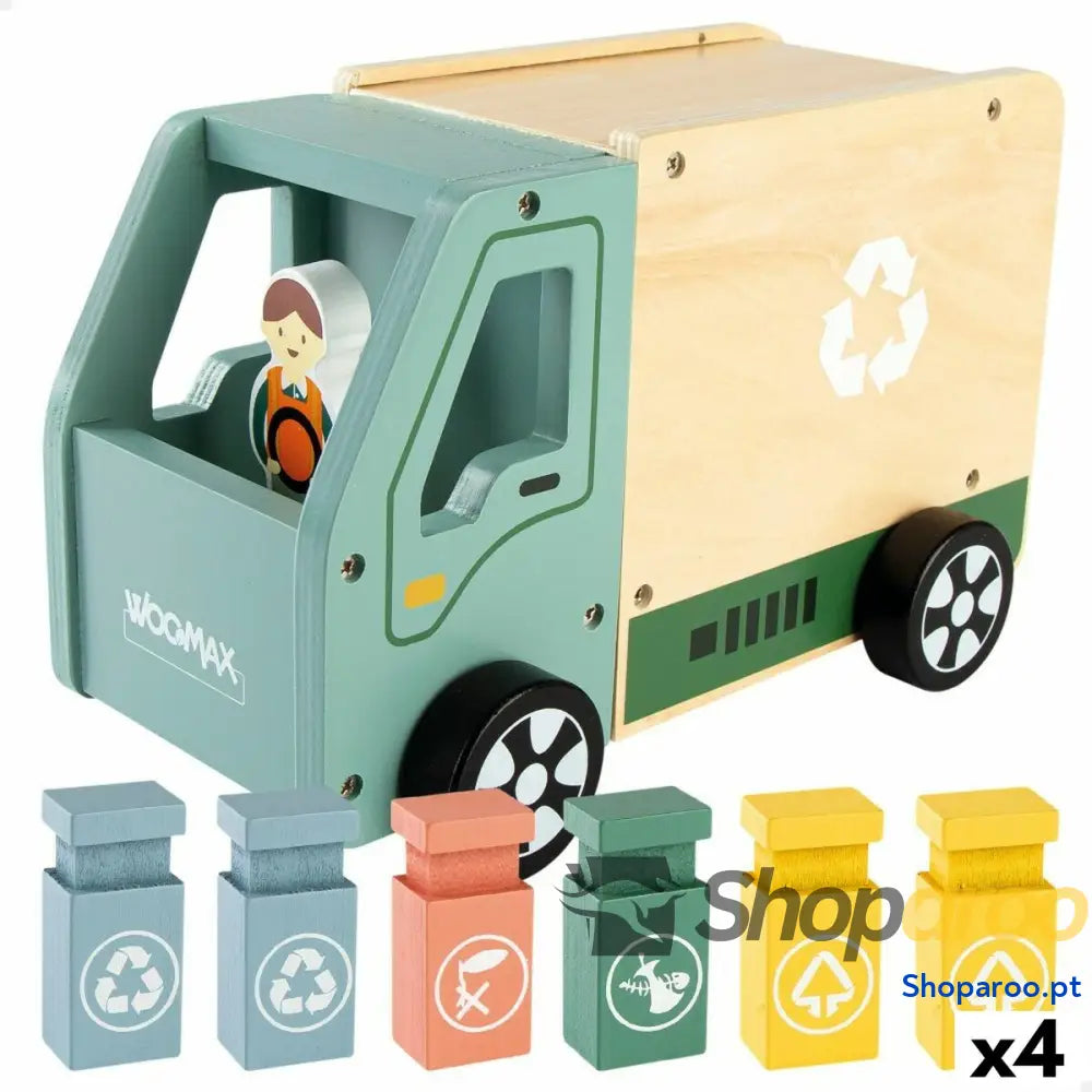 Camião de Lixo Woomax Brinquedo 8 Peças 24 x 15 13,5 cm (4 Unidades)