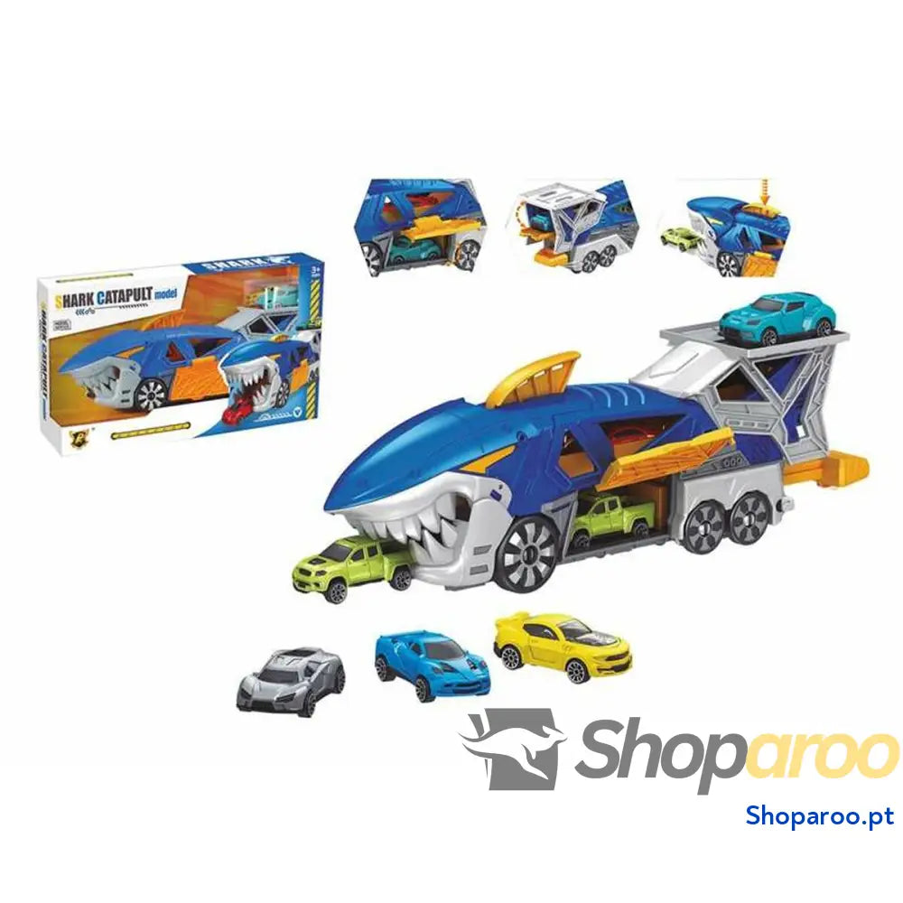 Camião Porta veículos 3 carros Tubarão 33 x 11 7 cm
