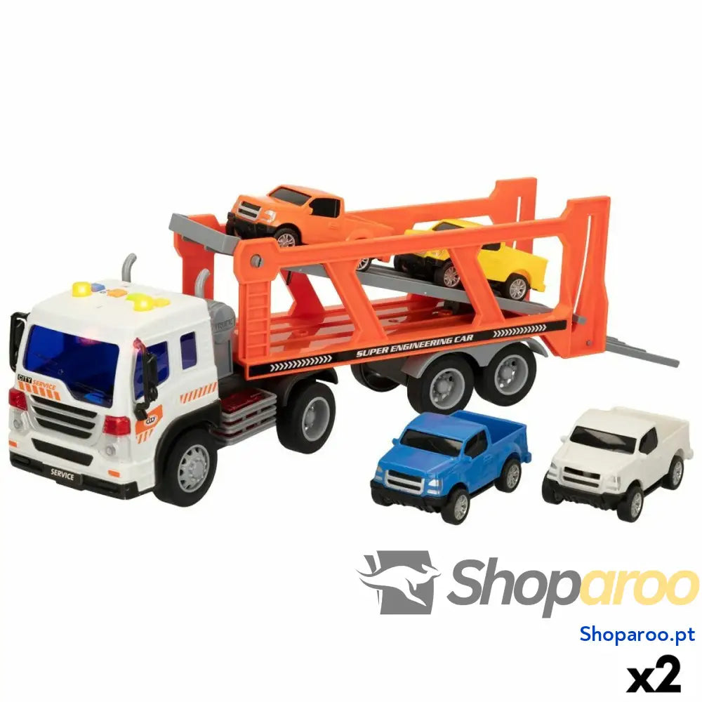 Camião Portaveículos e Carros de Fricção Speed & Go 37,5 x 12,5 10 cm (2 Unidades)