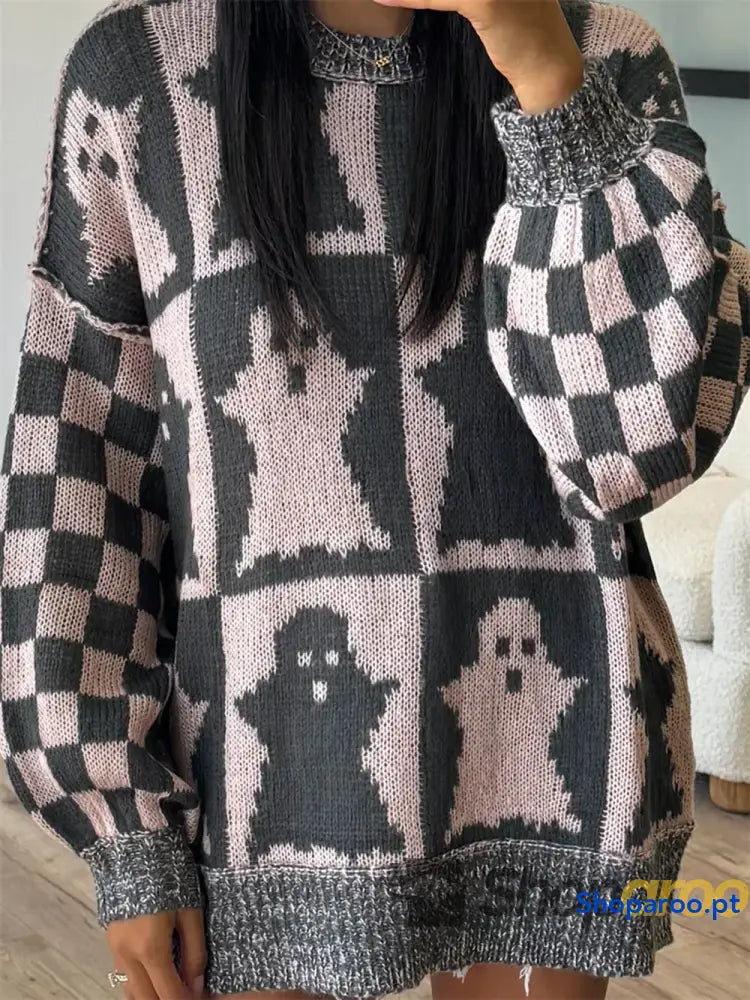 Camisola Ghost de manga comprida com ombros caídos