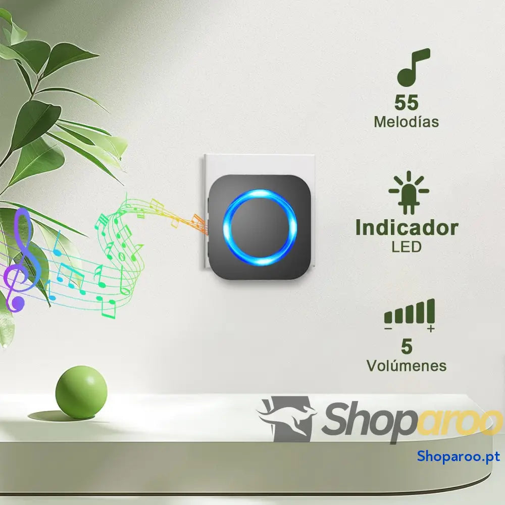Campainha sem fios exterior impermeável kit Doorbell porta para casa 400 m de alcance com 55 melodias 5 níveis volume