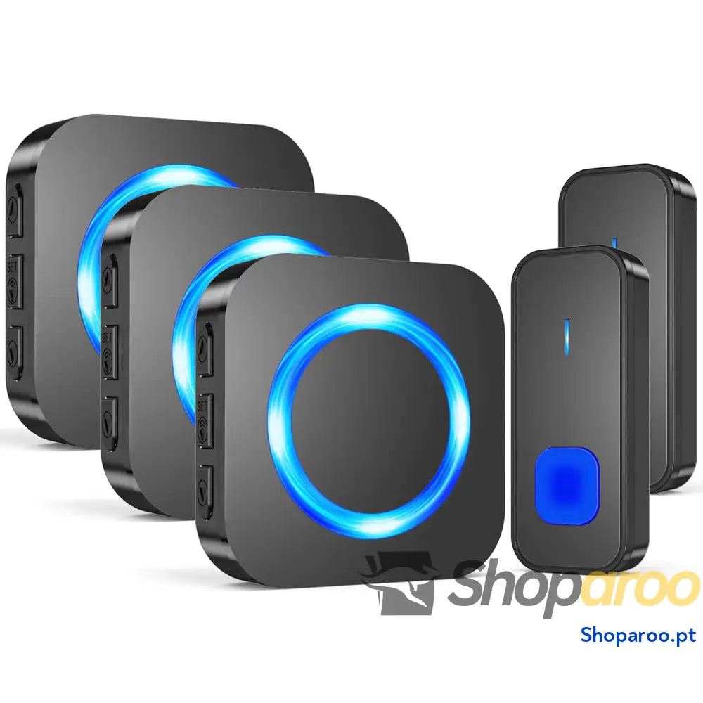 Campainha sem fios exterior impermeável kit Doorbell porta para casa 400 m de alcance com 55 melodias 5 níveis volume