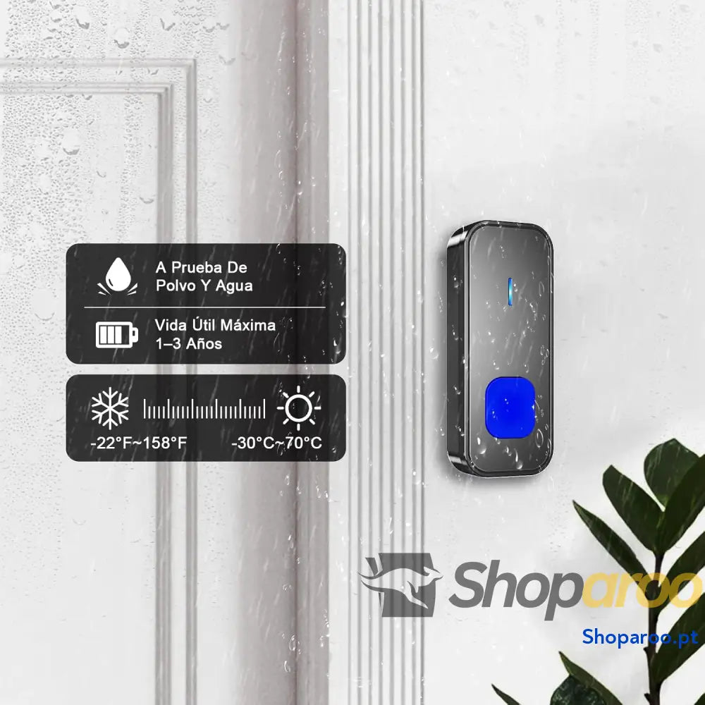 Campainha sem fios exterior impermeável kit Doorbell porta para casa 400 m de alcance com 55 melodias 5 níveis volume