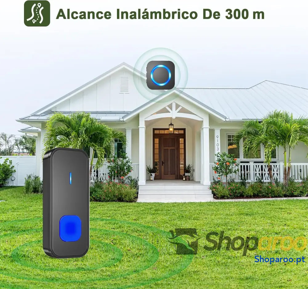 Campainha sem fios exterior impermeável kit Doorbell porta para casa 400 m de alcance com 55 melodias 5 níveis volume