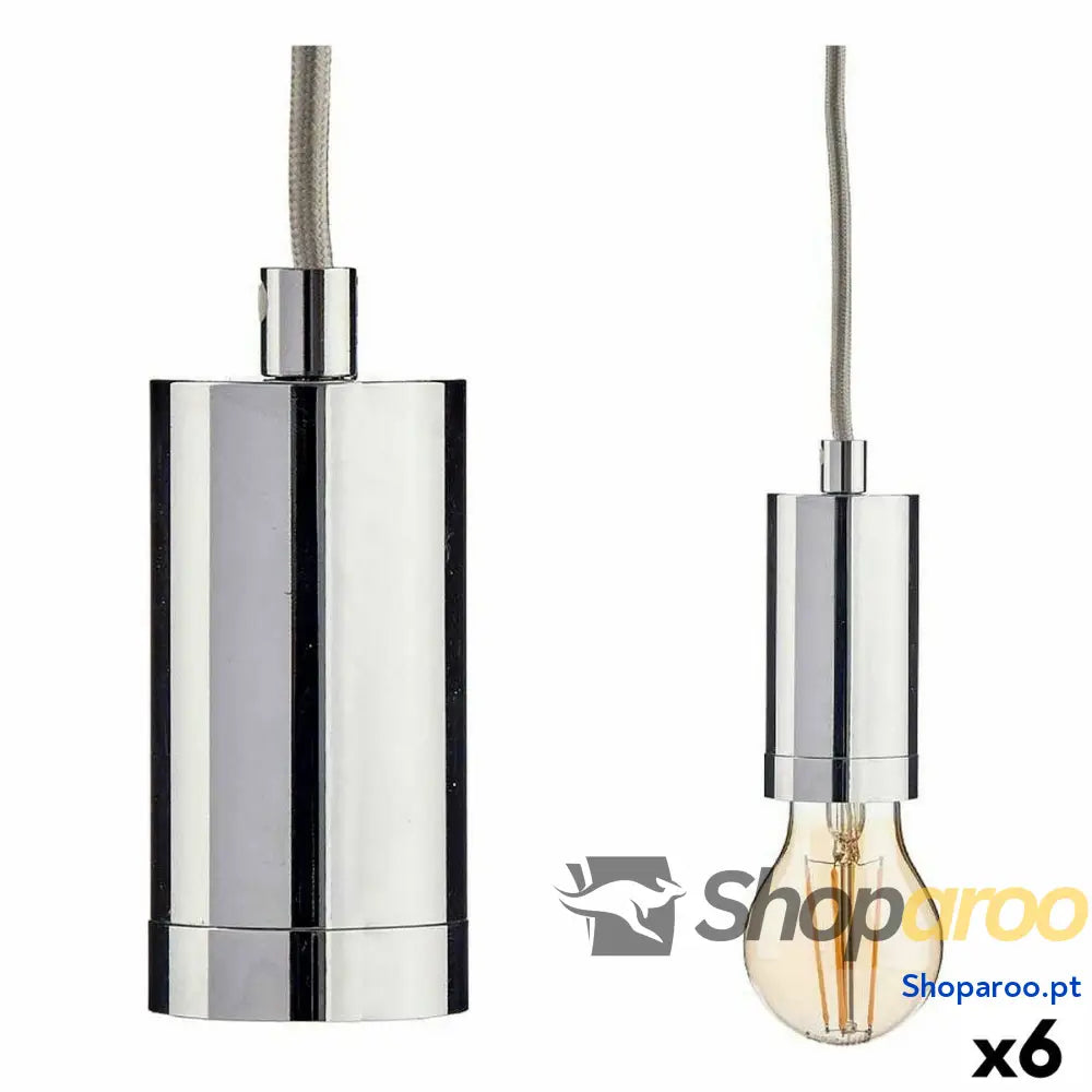 Candeeiro de teto 220-250 V 60 W Prateado Metal (6 Unidades)