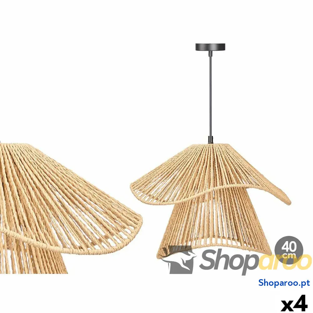 Candeeiro de teto 24B513 Preto Natural Metal Papel 40 W 41 x 30 x 41 cm (4 Unidades)