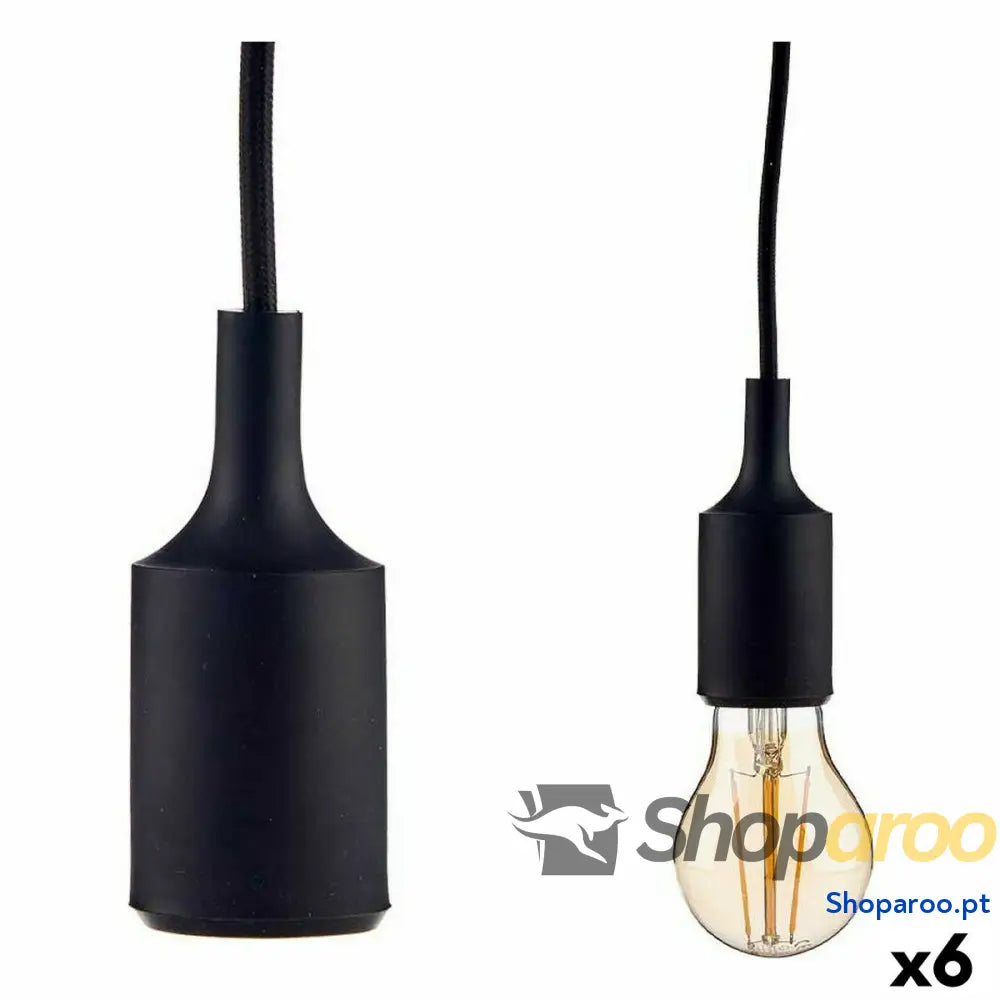 Candeeiro de teto 60 W 220-250 V Preto Plástico (6 Unidades)