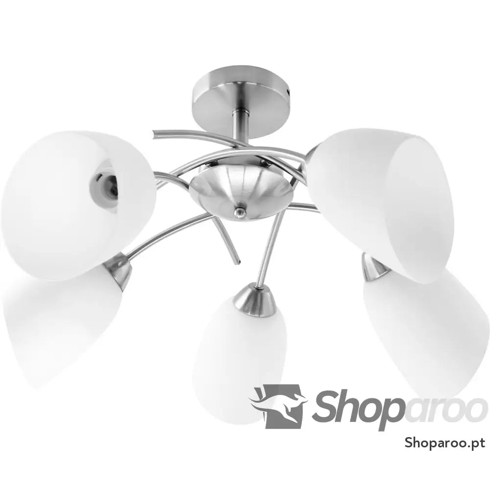 Candeeiro de teto Activejet NIKITA 5P Nikiel Branco Níquel Metal Vidro 200 W (1 Unidade)