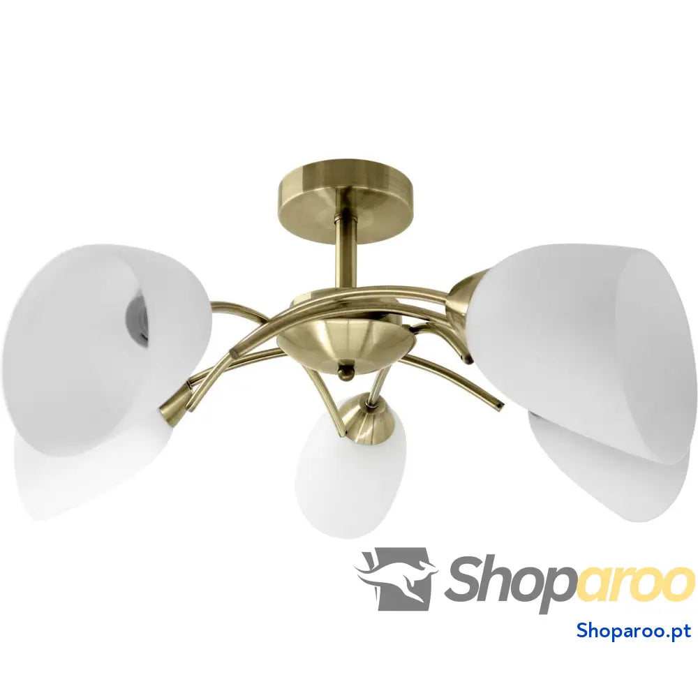 Candeeiro de teto Activejet NIKITA 5P Patyna Branco Metal Vidro 200 W