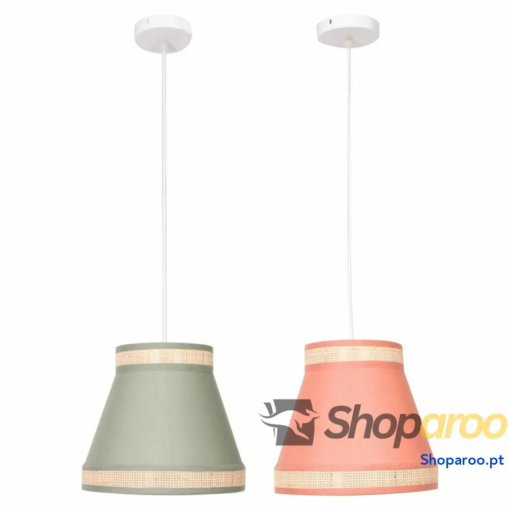 Candeeiro de teto DKD Home Decor 30 x 30 x 28 cm Natural Laranja Verde Rotim 28 x 28 x 28 cm 50 W (2 Unidades)