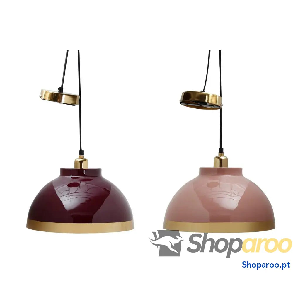 Candeeiro de teto DKD Home Decor 33 x 33 x 24 cm Cor de Rosa Metal Lilás 50 W (2 Unidades)