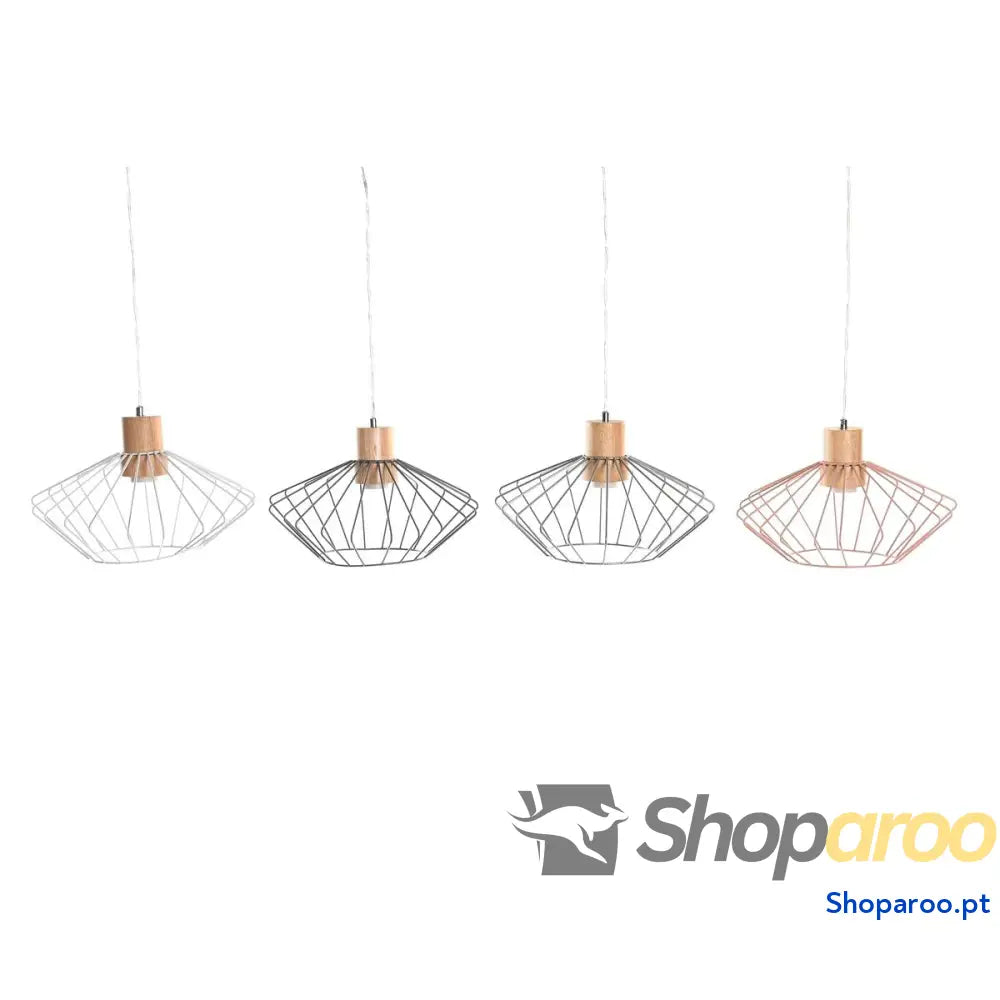 Candeeiro de teto DKD Home Decor 34 x 34 x 21 cm Prateado Preto Cinzento Cor de Rosa Metal Branco 50 W 60 W Pinheiro