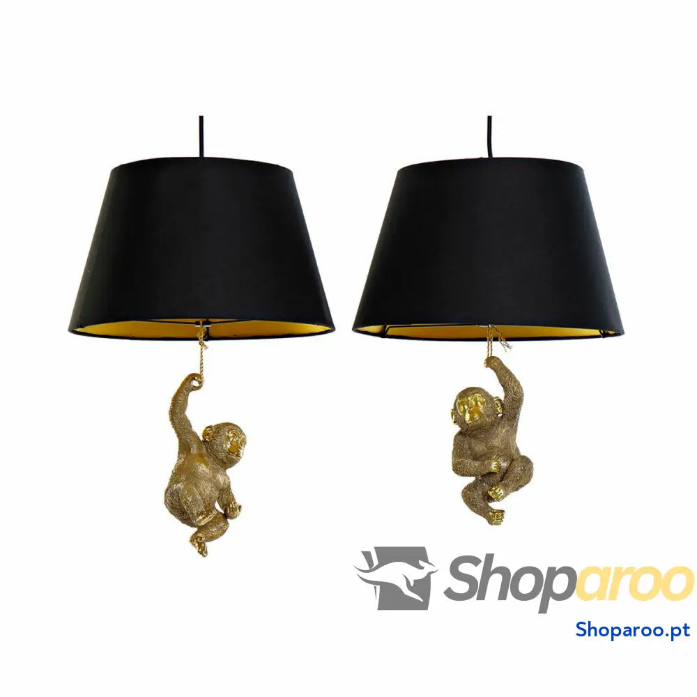 Candeeiro de teto DKD Home Decor 35,5 x 35,5 x 51 cm Dourado Resina Colonial 220 V 50 W Macaco (2 Unidades)