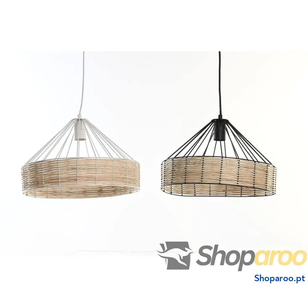 Candeeiro de teto DKD Home Decor 35 x 35 x 22 cm Preto Metal Rotim 50 W (2 Unidades)