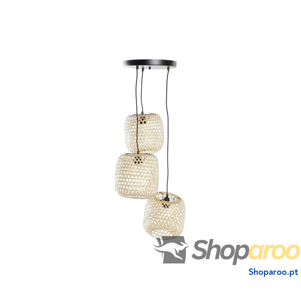 Candeeiro de teto DKD Home Decor 43 x 43 x 100 cm Preto Castanho Bambu 50 W