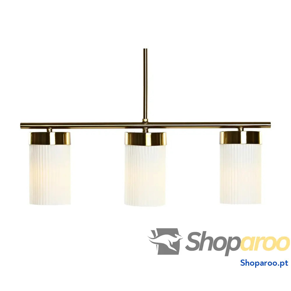 Candeeiro de teto DKD Home Decor Branco Dourado Metal Cristal 60 x 15 x 25 cm