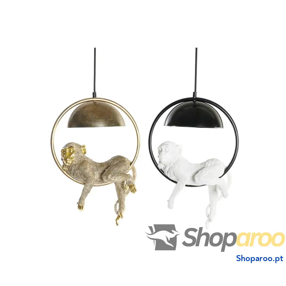 Candeeiro de teto DKD Home Decor Branco Dourado Metal Resina 50 W 29,5 x 20 x 44,5 cm (2 Unidades)