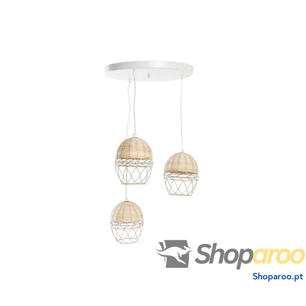 Candeeiro de teto DKD Home Decor Branco Marrom claro 220 V 50 W (38 x 38 x 75 cm)