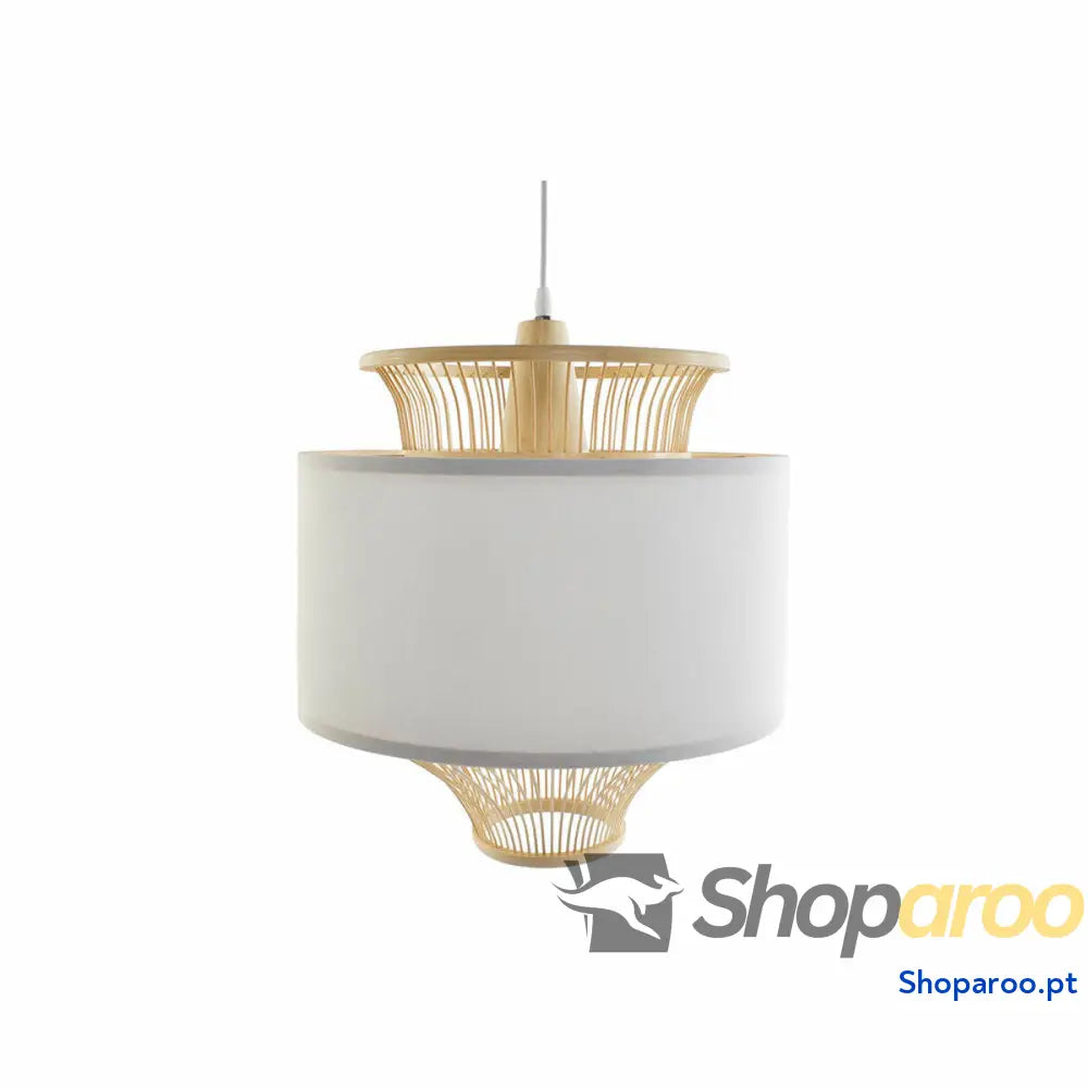 Candeeiro de teto DKD Home Decor Branco Poliéster Bambu (40 x 40 x 52 cm)
