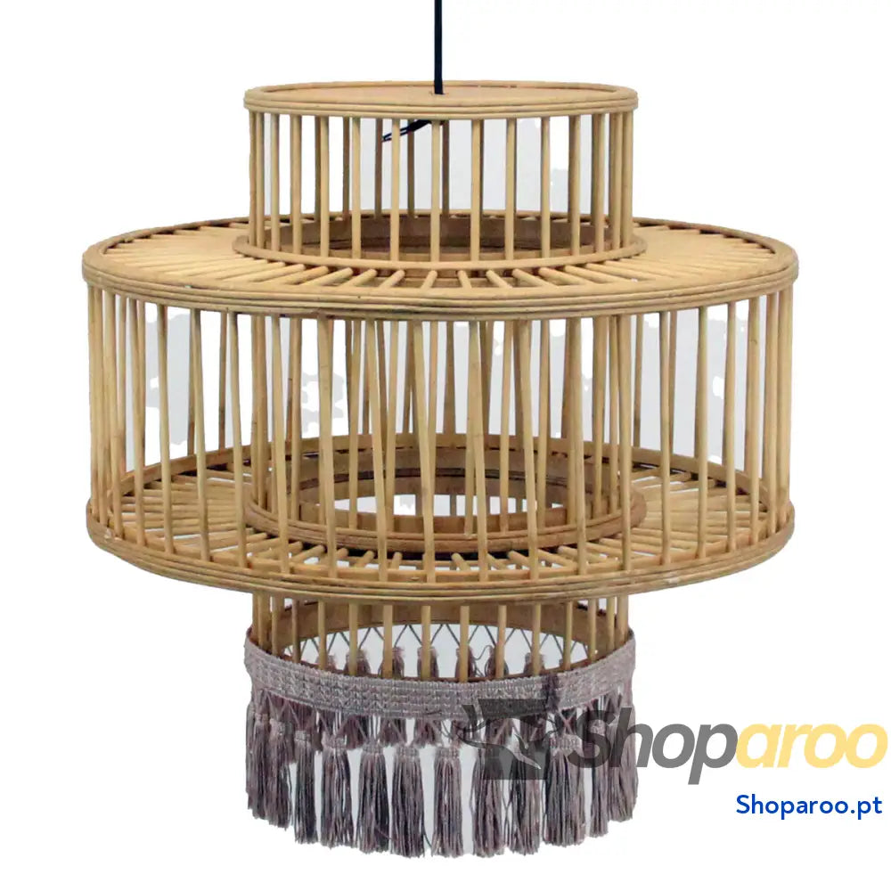 Candeeiro de teto DKD Home Decor Castanho Bege 50 W Franjas Urbana 220 V 45 x 45 x 46 cm