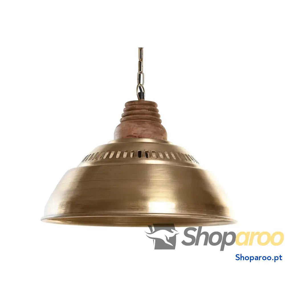 Candeeiro de teto DKD Home Decor Castanho Dourado Ferro Madeira de mangueira 50 W 43 x 43 x 31 cm