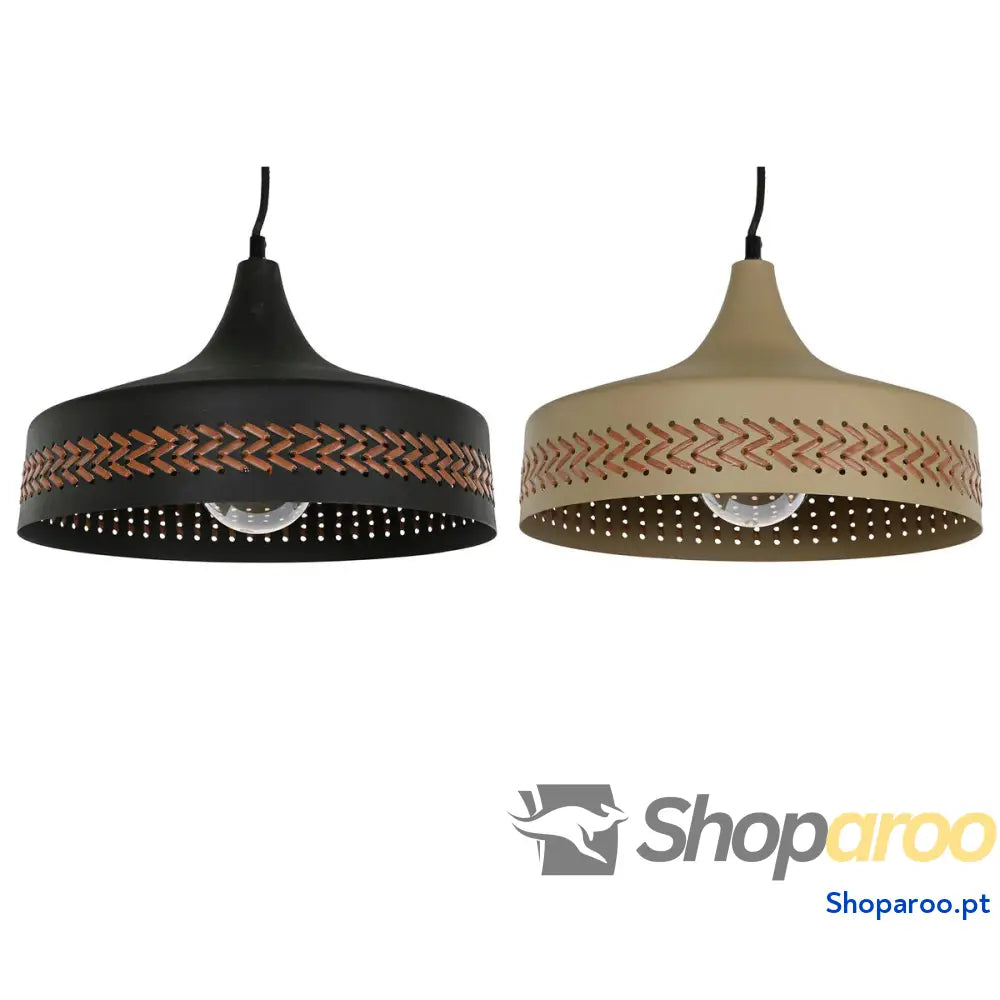 Candeeiro de teto DKD Home Decor Castanho Preto Creme Metal 50 W 35 x 35 x 20 cm (2 Unidades)