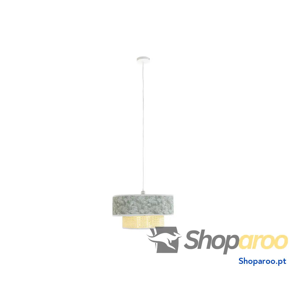 Candeeiro de teto DKD Home Decor Natural Preto Poliéster Branco Verde 40 W 50 W (46 x 46 x 25 cm)