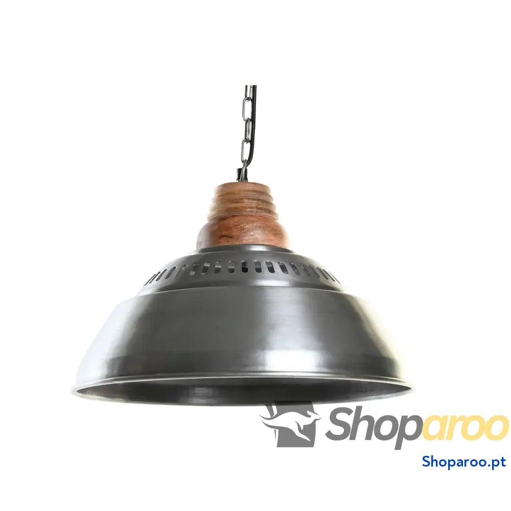 Candeeiro de teto DKD Home Decor Prateado Castanho Ferro Madeira de mangueira 50 W (43 x 43 x 31 cm)