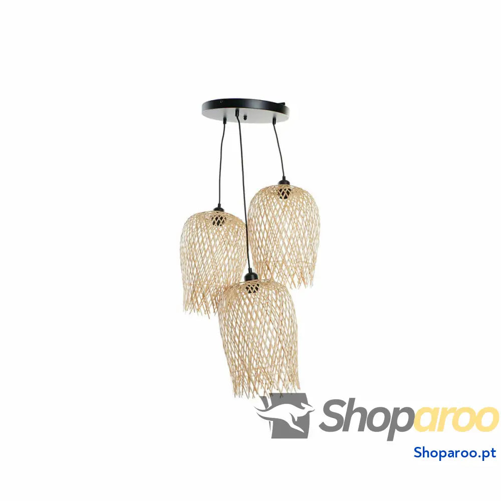 Candeeiro de teto DKD Home Decor Preto Marrom claro Metal Bambu 50 W Tropical 220 V 30 x 30 x 94 cm