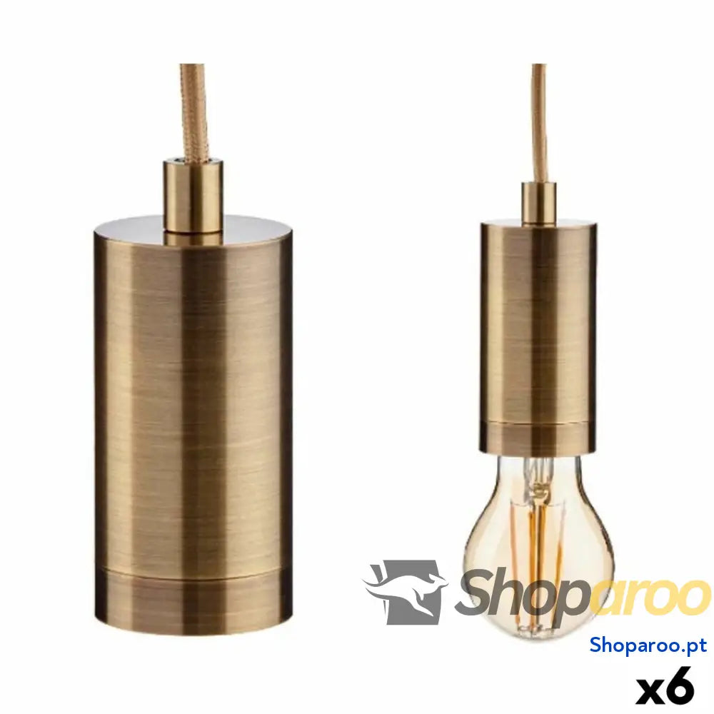 Candeeiro de teto Dourado Metal 60 W 11,5 x 12 x 11,5 cm (6 Unidades)
