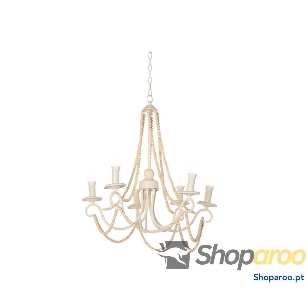 Candeeiro de teto Home ESPRIT Branco Marrom claro Madeira Metal 25 W 60 x 53 x 55 cm