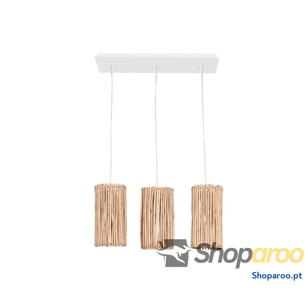 Candeeiro de teto Home ESPRIT Branco Natural Madeira de eucalipto 50 W 20 x 20 x 40 cm