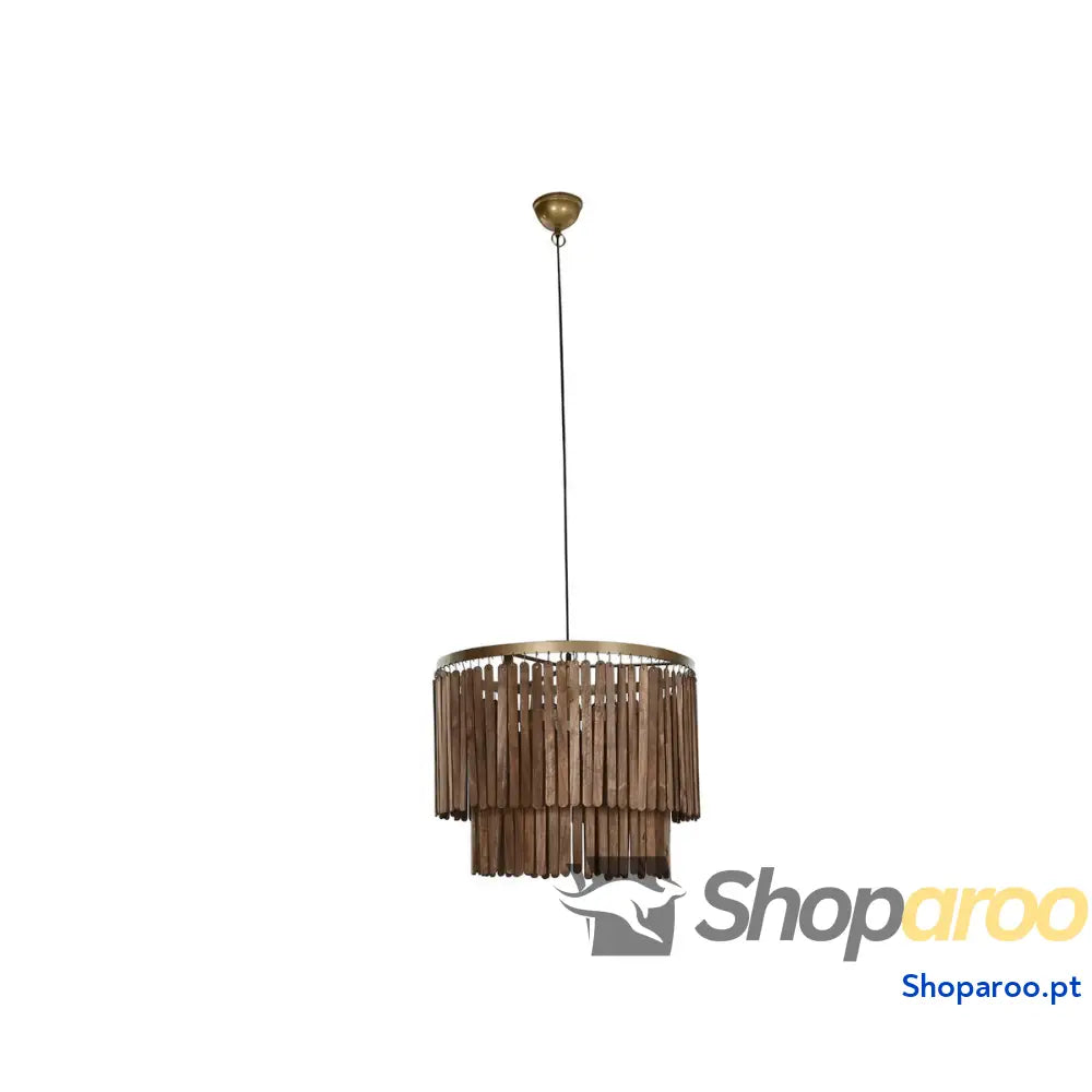 Candeeiro de teto Home ESPRIT Castanho Dourado Madeira Metal Madeira de mangueira 50 W 60 x 60 x 48 cm