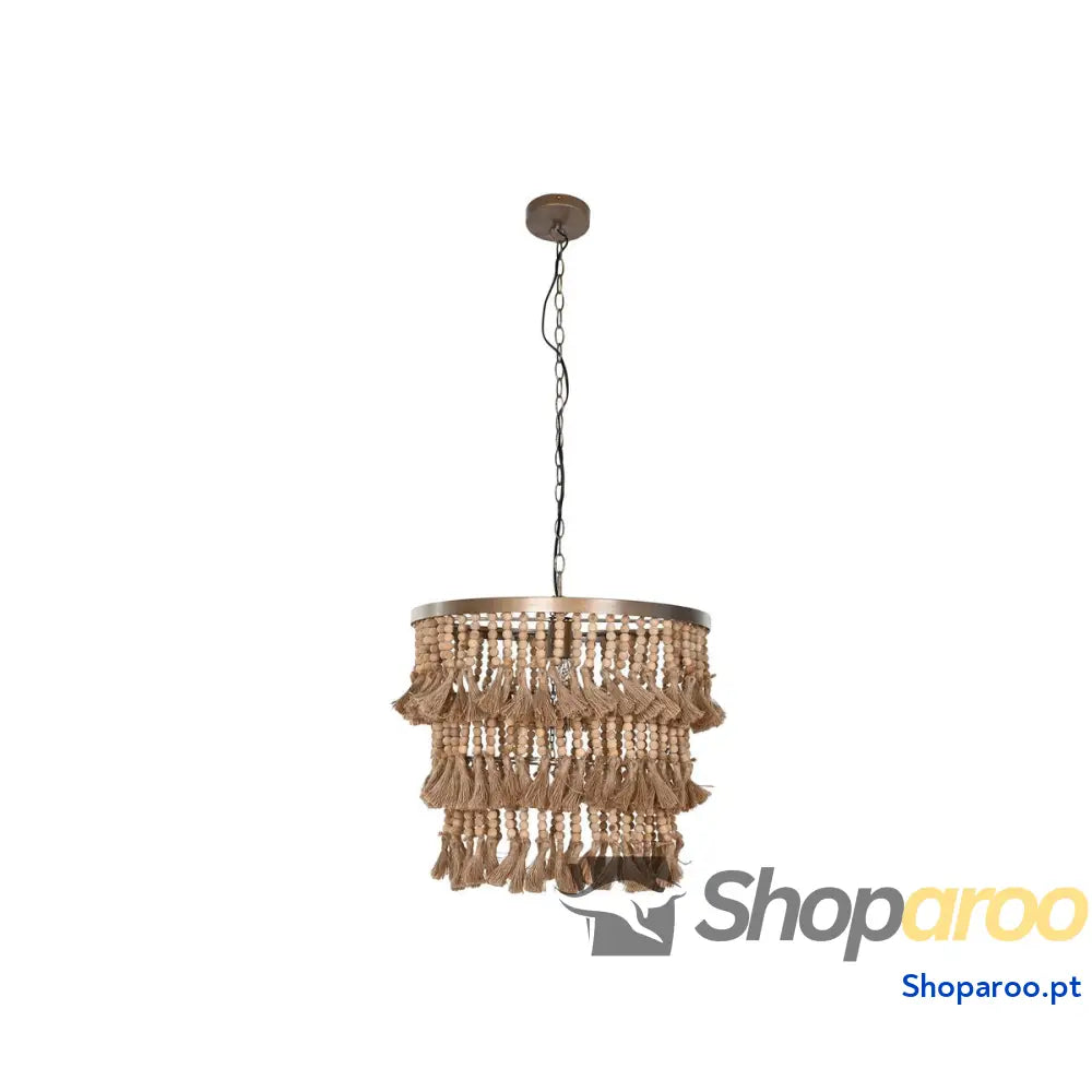 Candeeiro de teto Home ESPRIT Castanho Natural Madeira Metal 50 W 53 x 53 x 123 cm