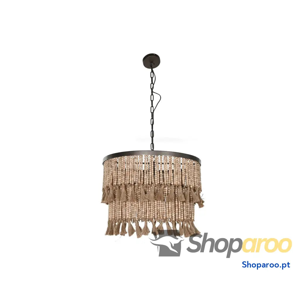 Candeeiro de teto Home ESPRIT Castanho Natural Madeira Metal 50 W 61 x 61 x 117 cm