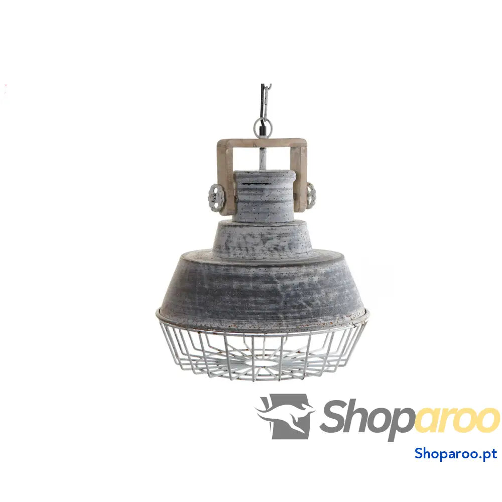 Candeeiro de teto Home ESPRIT Cinzento Madeira Metal Ferro 25 W 39 x 39 x 45 cm
