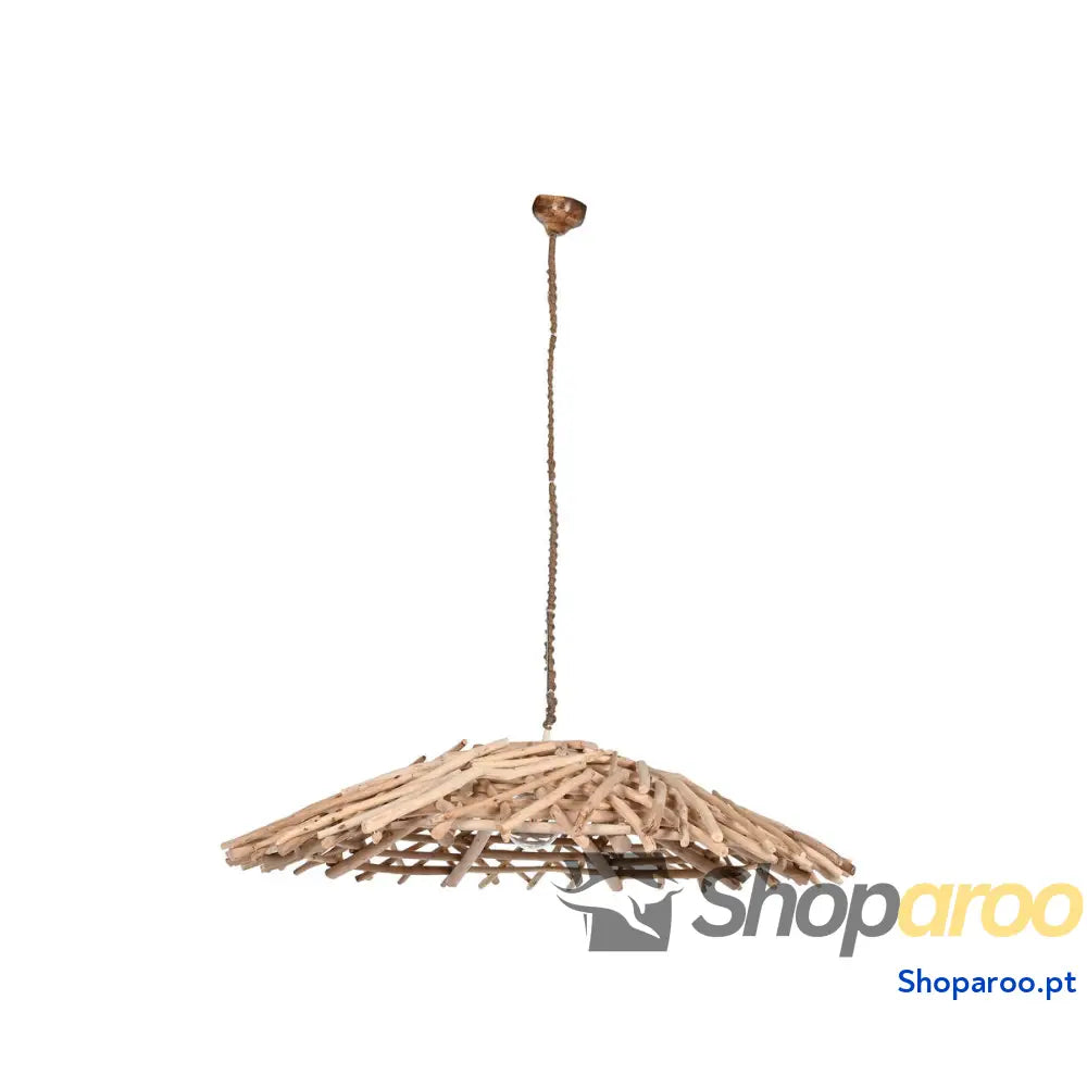 Candeeiro de teto Home ESPRIT Natural Madeira Madeira de eucalipto 50 W 100 x 100 x 18 cm