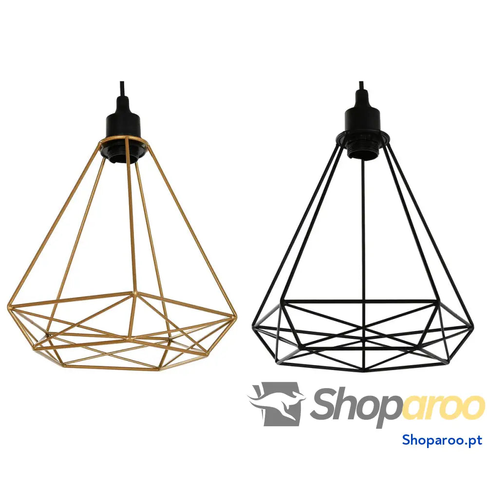 Candeeiro de teto Home ESPRIT Preto Dourado Metal 50 W 28 x 27 x 34 cm (2 Unidades)