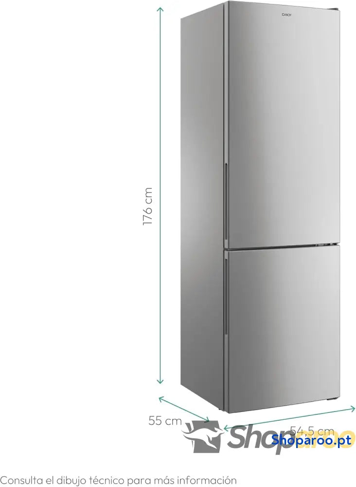 Candy CCT3L517ES Frigorífico Combbi 55 cm altura 1,77 m 260 L Low Frost função SuperCool gaveta de verduleiro controlo