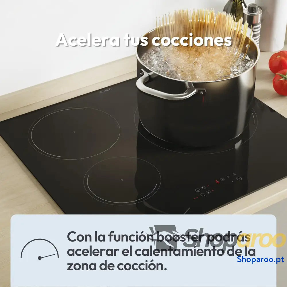 Candy CI633C/E14U placa de indução 3 zonas 60 cm 9 níveis potência e booster 7,2 KW comandos centrais indicador calor