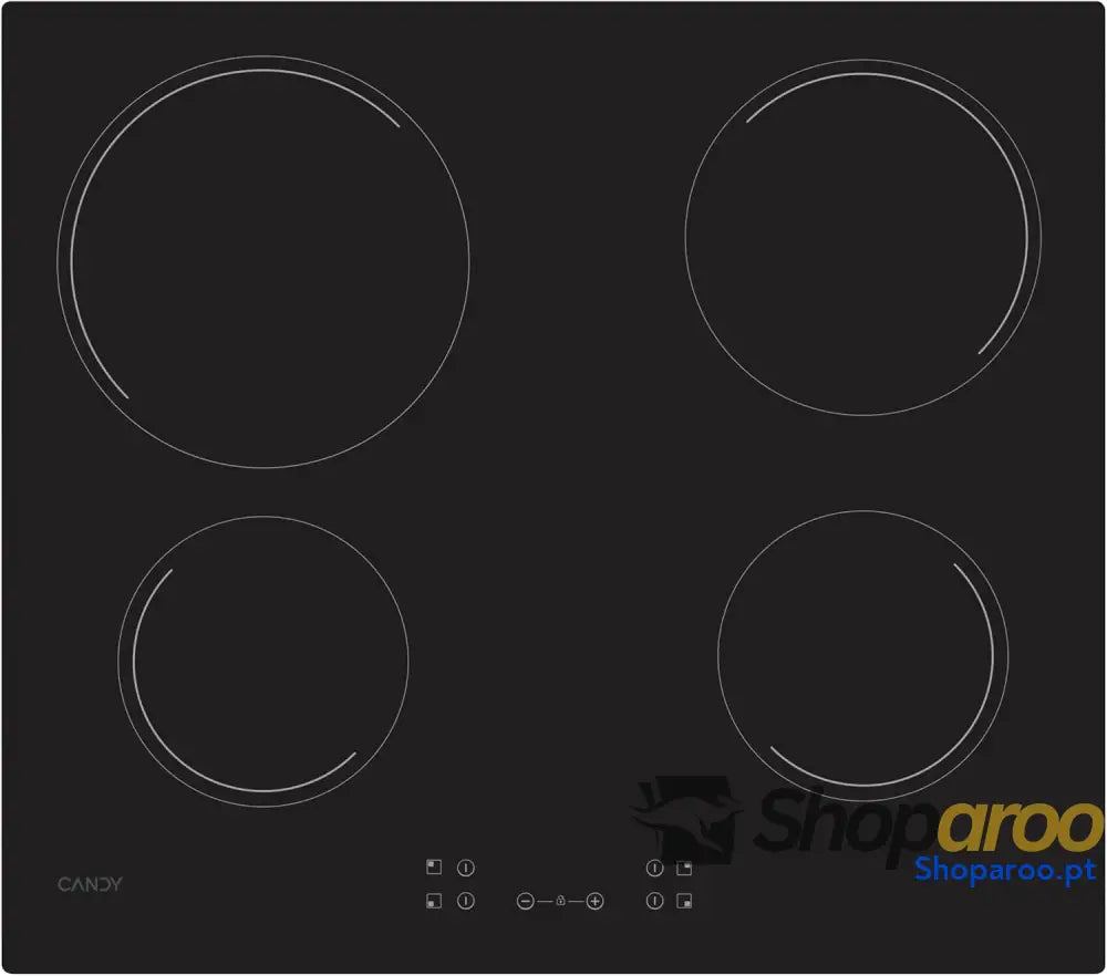 Candy Idea CH64CCB 4U2 Placa de vinil 4 fogos 60 cm 10 níveis potência 6,5 KW comandos centrais indicador calor