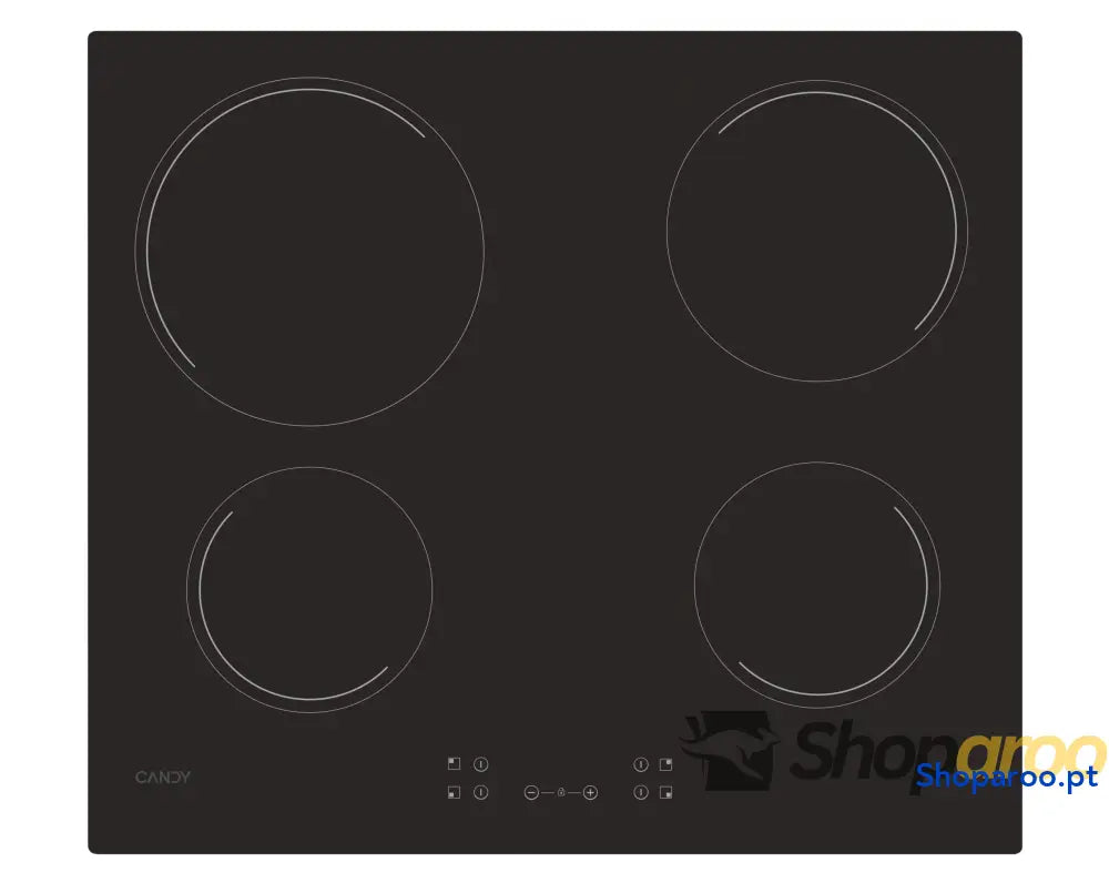 Candy Idea CH64CCB 4U2 Placa de vinil 4 fogos 60 cm 10 níveis potência 6,5 KW comandos centrais indicador calor