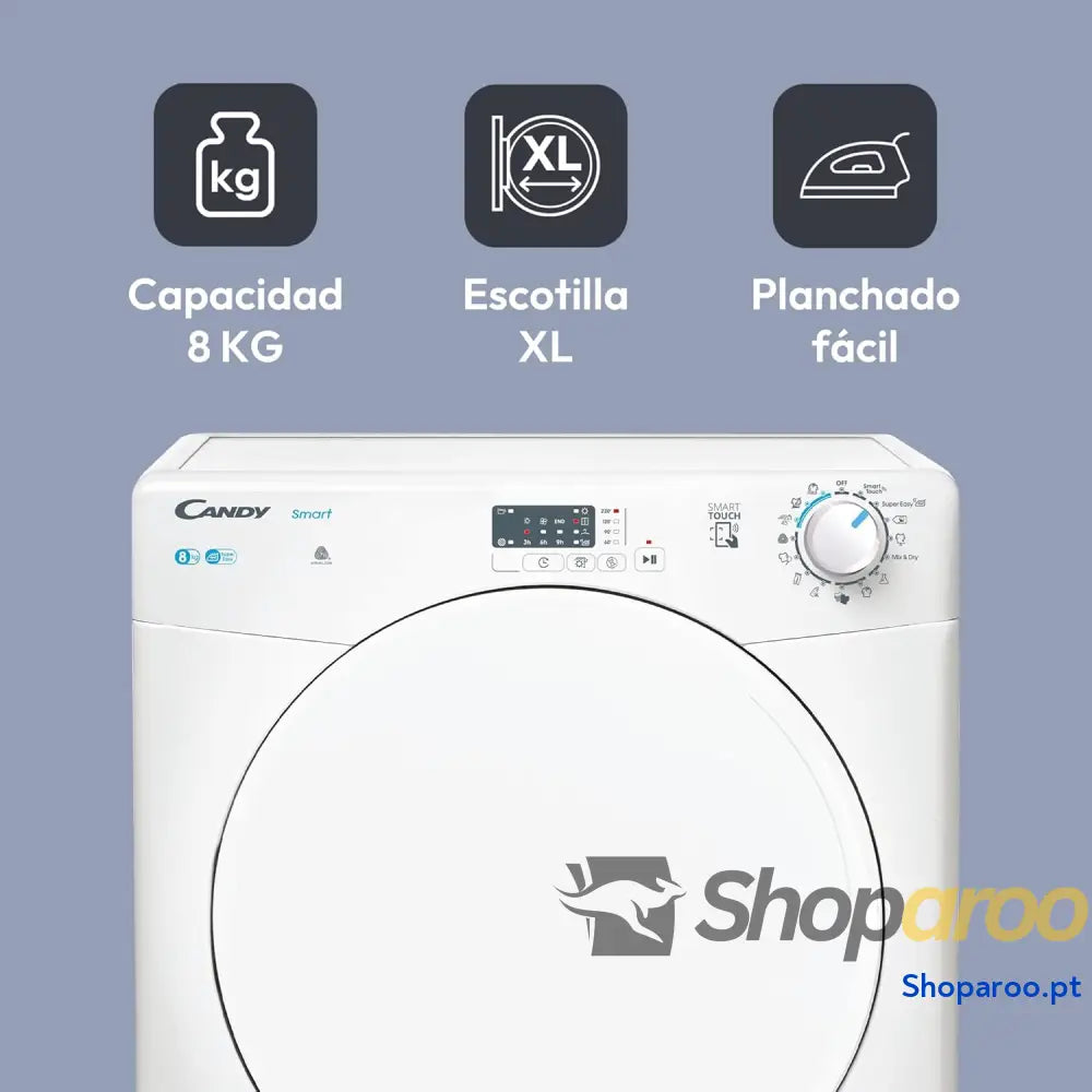 Candy Smart CSE C8LF S Secadora de 8KG com Tecnologia NFC
