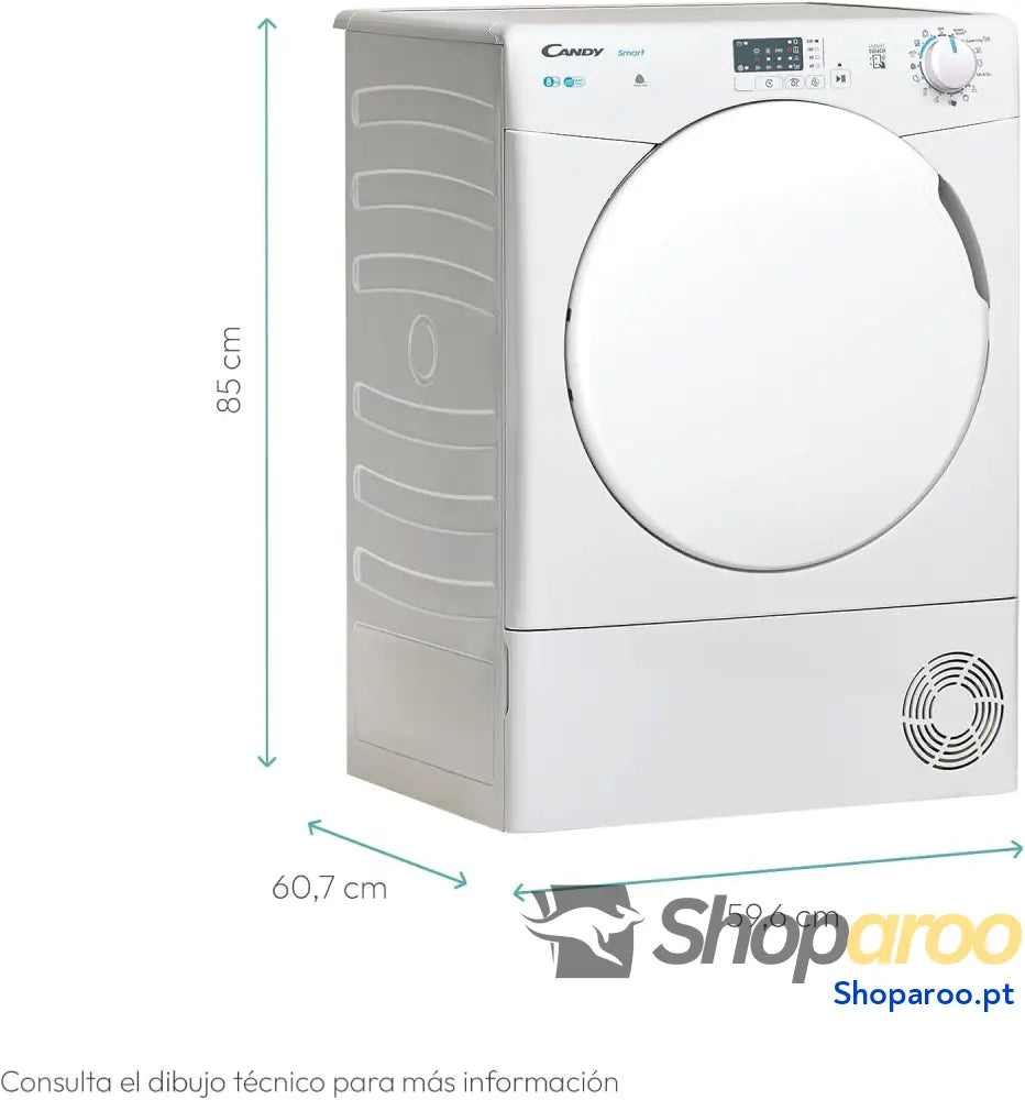 Candy Smart CSE C8LF S Secadora de 8KG com Tecnologia NFC