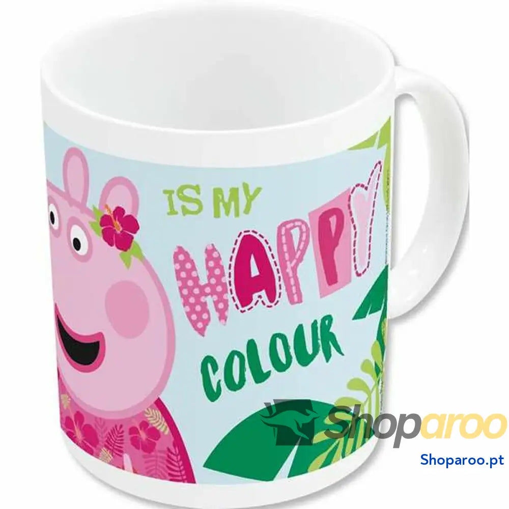 Caneca Peppa Pig Having fun Cerâmica Rosa Claro (350 ml)